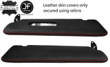 RED STITCH 2X SUN VISORS REAL LEATHER COVERS FOR BMW E30 81-92 SALOON CUSTOM NEW