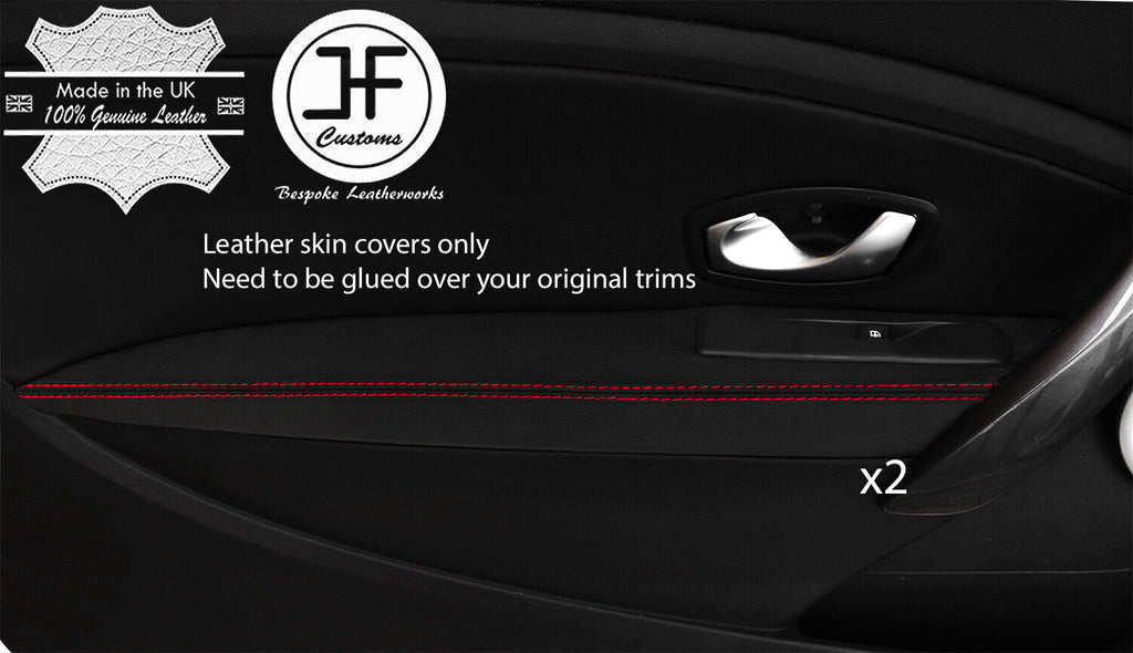 RED  STITCH 2X DOOR ARMREST LEATHER COVER FOR RENAULT MEGANE MK3 08-16 COUPE