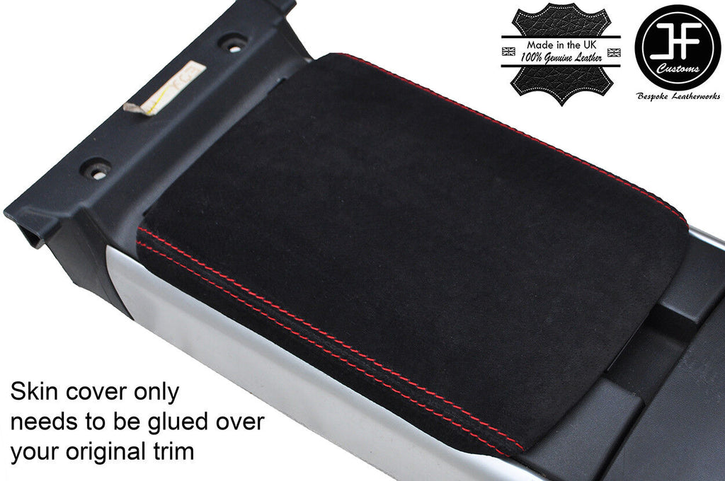RED STITCHING REAL SUEDE REAR ARMREST COVER FITS MAZDA RX8 2003-2012 CUSTOM NEW