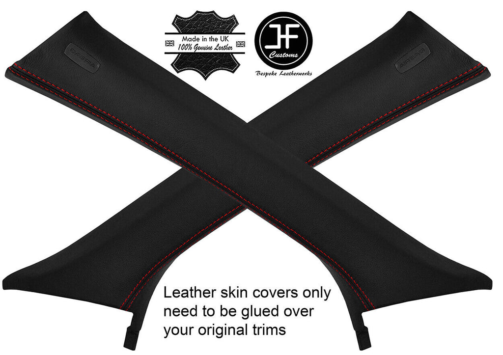 RED STITCH 2X A POST PILLAR REAL LEATHER COVERS FITS PORSCHE MACAN 2014-2018
