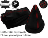 RED STITCH LEATHER GEAR+HANDBRAKE OVER RUBBER FOR VW T3 TYPE 3 1500 1600 TL