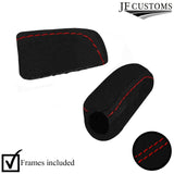RED ST. 2X SUEDE SEAT HANDLE KNOB & PLATE COVER+FRAME FOR LAND ROVER DEFENDER