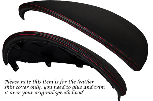RED STITCH SPEEDO HOOD LEATHER COVER FITS FIAT PUNTO GRANDE ABARTH EVO 10-14