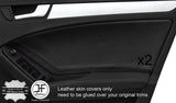 BLACK TOP GRAIN LEATHER 2X FRONT DOOR CARD COVERS FITS AUDI A4 B8 2008-2015