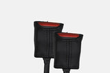 black stitch FITS LAND ROVER DEFENDER 2X SEAT BELT STALK LEATHER COVERS