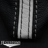 BLACK & WHITE STRIPE LEATHER MANUAL GEAR GAITER FITS BMW MINI F55 F56 14-16