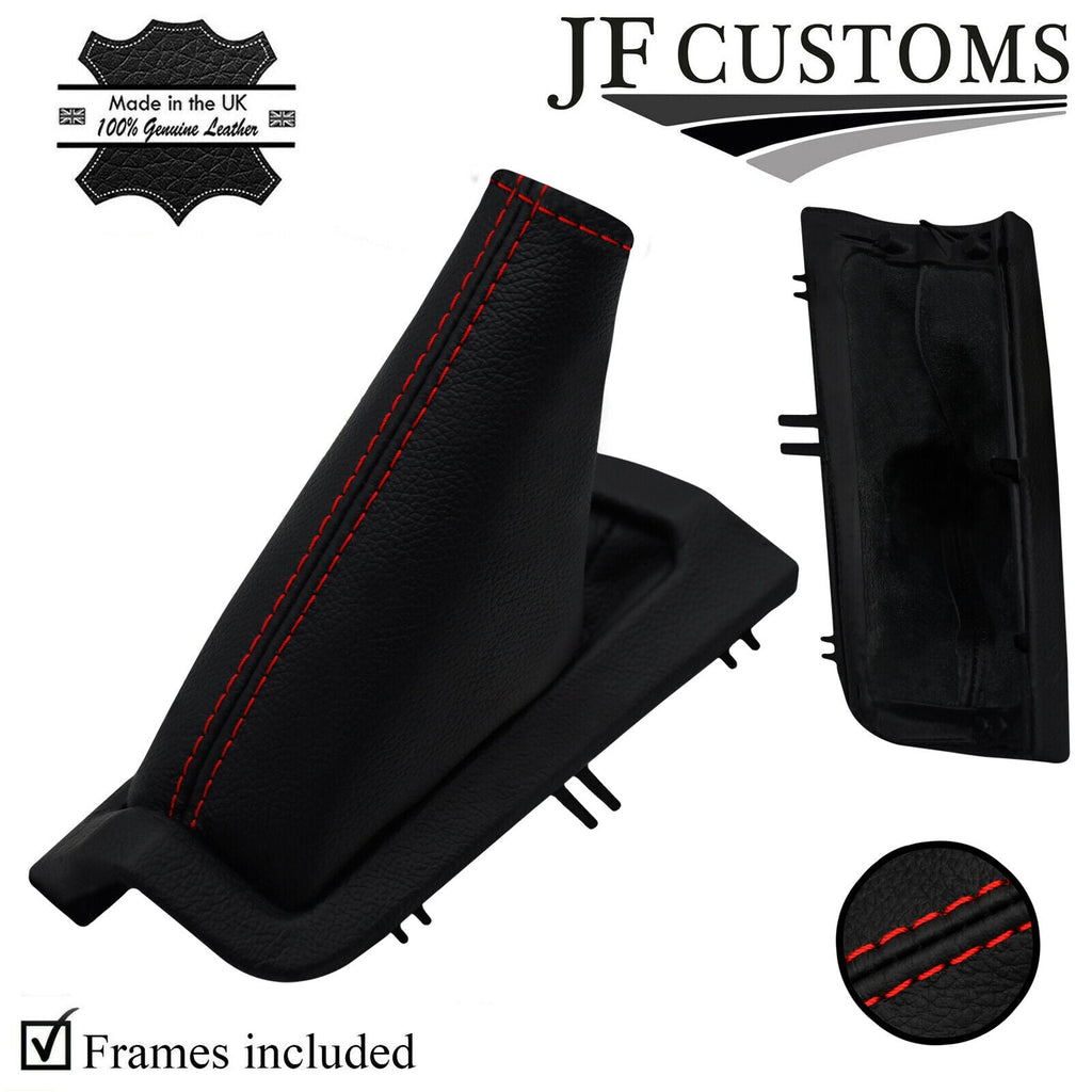 RED STITCH ITALIAN LEATHER HANDBRAKE BOOT+SURROUND+FRAMES FOR VOLVO V70 01-04