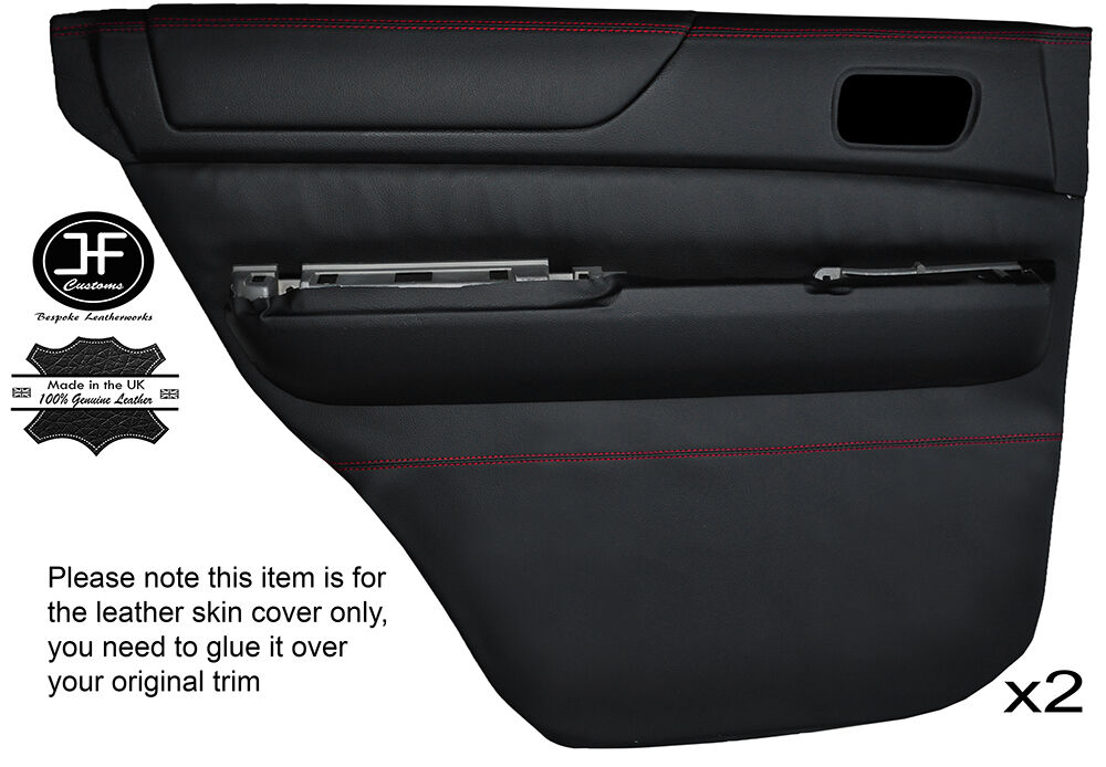 RED STITCH 2X REAR FULL DOOR CARD LEATHER COVERS FITS PATROL Y61 1998-2013