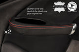 RED  STITCH 2X FRONT FULL DOOR HANDLE LEATHER COVERS FITS ROVER 75 & MG ZT