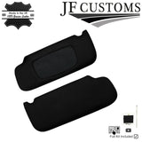 BLACK CROSS STITCH ITALIAN LEATHER 2X SUN VISOR COVERS FITS JAGUAR S-TYPE 98-01