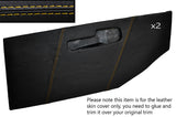 YELLOW STITCH 2X FRONT DOOR CARD TRIM SKIN COVERS FITS JAGUAR E TYPE SERIES 2