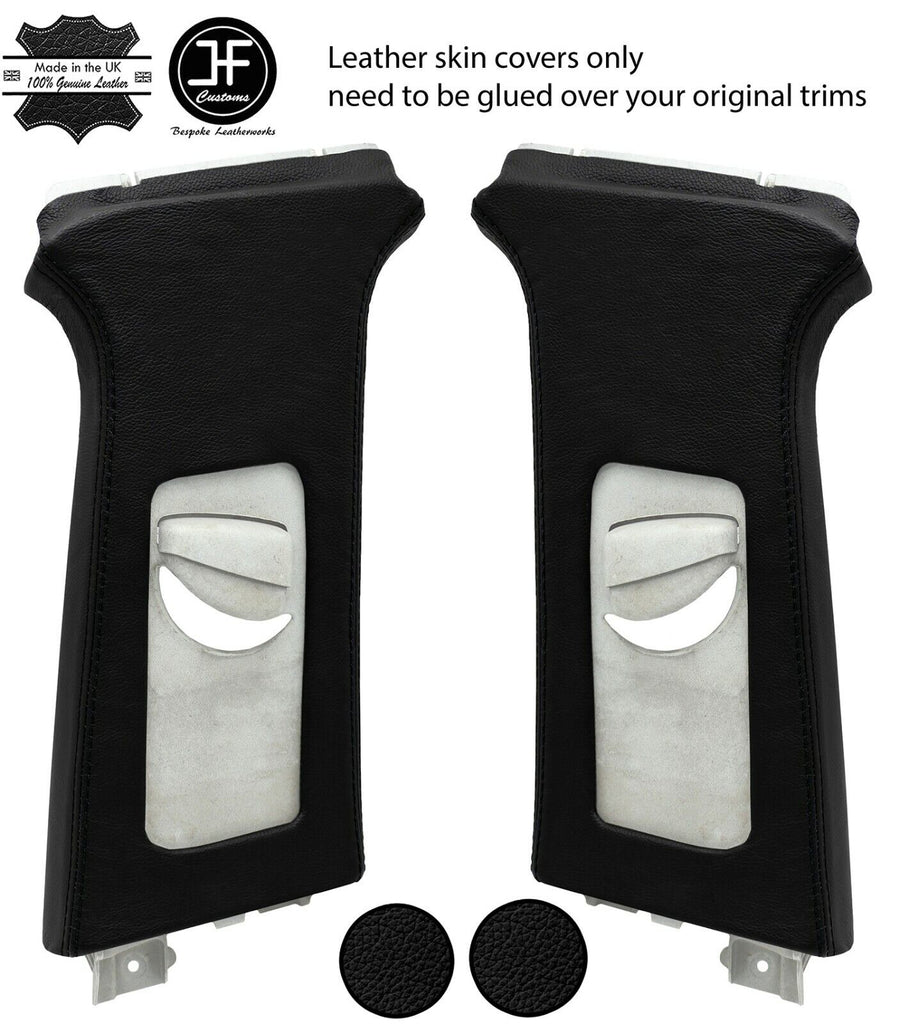 BLACK BLACK LEATHER 2X UPPER B PILLAR COVERS FOR SEAT LEON MK2 1P 2005-2011