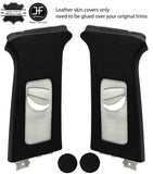BLACK BLACK LEATHER 2X UPPER B PILLAR COVERS FOR SEAT LEON MK2 1P 2005-2011