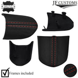 D RED STITCH LEATHER 3-SPOKE STEERING TRIM COVERS+FRAMES FOR MINI R50 R52 R53