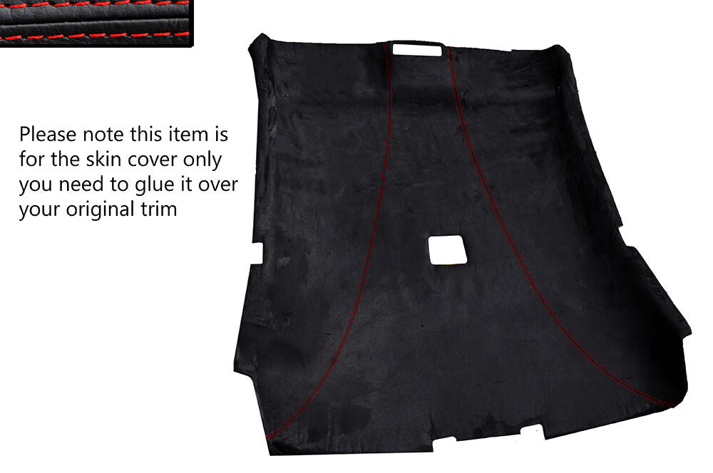 RED STITCH ROOF HEADLINING LUXE SUEDE SKIN COVER FITS BMW 3 SERIES E46 COUPE