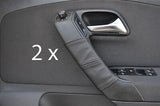 black stitch FITS VW POLO MK8 2009+ 2 X DOOR HANDLE LEATHER COVERS CUSTOM NEW