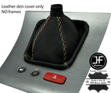 BLACK STITCH ITALIAN CROSS STITCHING LEATHER GEAR GAITER FITS ALFA ROMEO 159