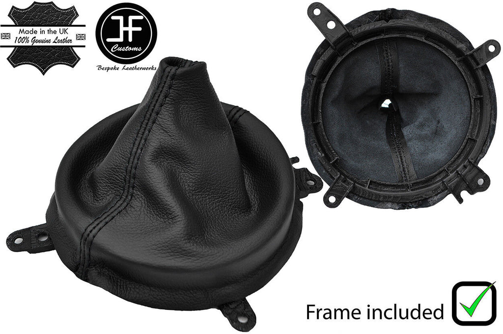 BLACK STITCH LEATHER GEAR GAITER WITH PLASTIC FRAME FOR MAZDA MX5 MK3 2005-2015