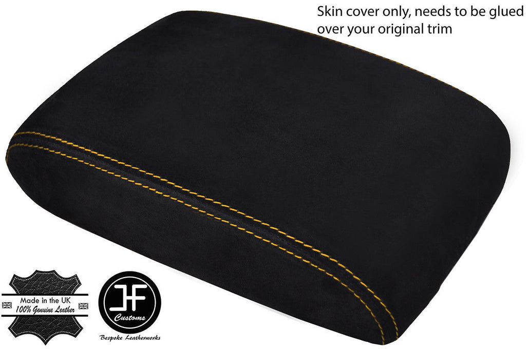 YELLOW STITCH FITS VW GOLF MK7 VII 2013+ REAL SUEDE ARMREST COVER CUSTOM NEW