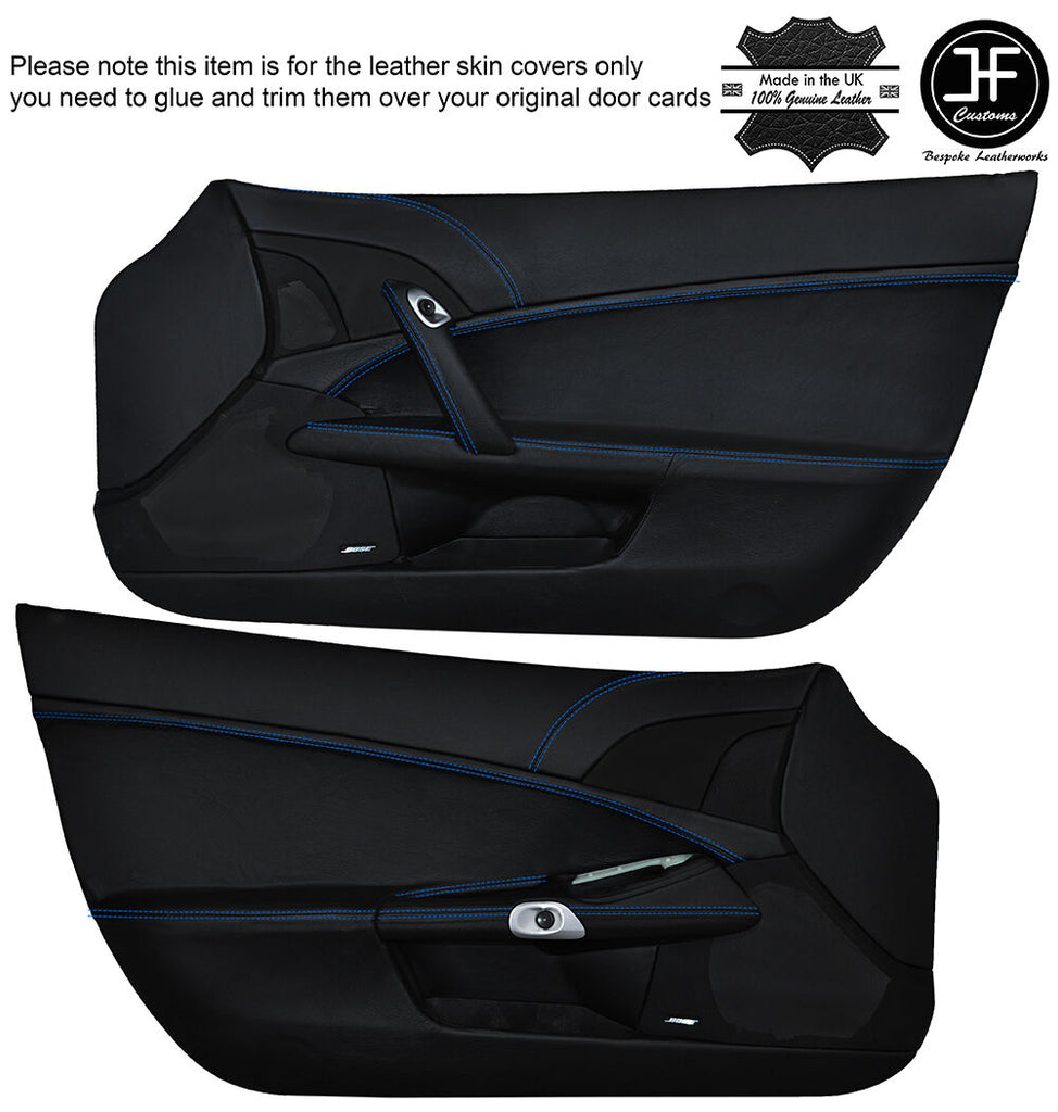 BLUE STITCH FOR CHEVROLET CORVETTE C6 2005-13 CUSTOM LEATHER DOOR PANEL COVERS