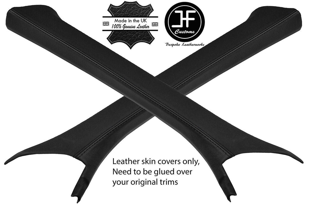 BLACK & BLACK 2 TONE 2X A POST PILLAR LEATHER COVERS FITS PORSCHE MACAN 14-18
