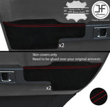 RED STITCH 4X SUEDE DOOR ARMREST COVERS FOR RANGE ROVER VOGUE 2002-2006