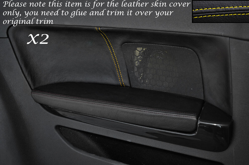 YELLOW STITCH 2X REAR DOOR CARD TRIM LEATHER COVERS FITS AUDI A3 8P S3 03-12 3DR