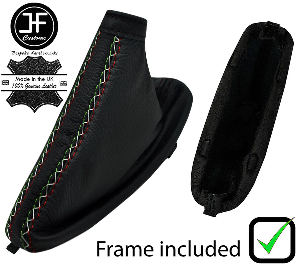 BLACK STICH ITALIAN CROSS ST HANDBRAKE GAITER +PLASTIC FRAME FOR ALFA ROMEO 159