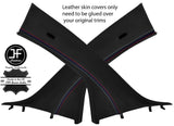 BLACK REAL LEATHER TRI STITCHING 2X A PILLAR  COVERS FOR BMW I3 2013-2018