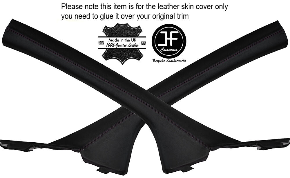 BLACK STITCH 2X A PILLAR LEATHER COVERS FITS CITROEN C8 PEUGEOT 807 FIAT ULYSSE