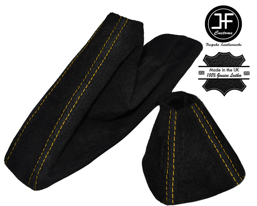 YELLOW STITCH FOR BMW 1 SERIES E81 E82 E87 E88 2005-2012 AUTO BLACK SUEDE SET