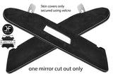 WHITE STITCH 2X SUN VISOR LUXE SUEDE COVERS FOR T5 TRANSPORTER 1 MIRROR CUTOUT