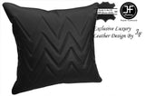 1X EXCLUSIVE LUXURY GENUINE LEATHER CUSHION BLACK ZIG ZAG PADDED 18"x18"