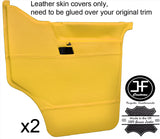 YELLOW REAL LEATHER 2X FRONT DOOR CARD COVERS FITS VW T4 TRANSPORTER CARAVELLE