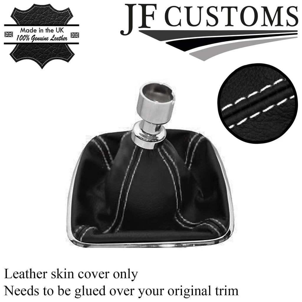 WHITE STITCH ITALIAN LEATHER GEAR GAITER FITS FORD S-MAX 06-14 CUSTOM NEW