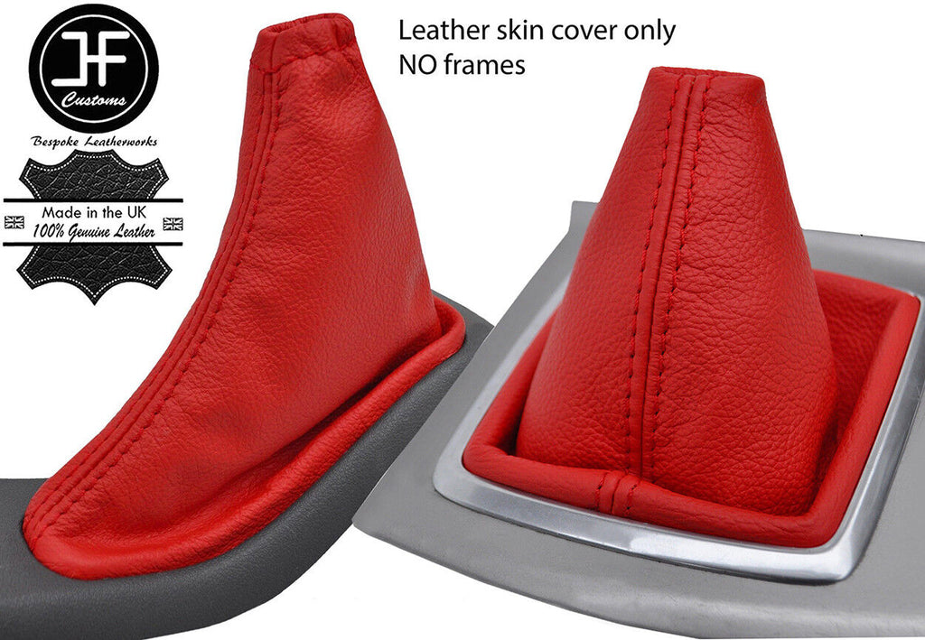 RED  TOP GRAIN LEATHER GEAR & HANDBRAKE GAITER FOR FORD FOCUS MK2 2008-2011