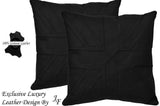 2X EXCLUSIVE LUXURY GENUINE LEATHER CUSHION DESIGN UNION JACK LARGE BLACK
