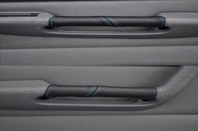 FITS FIAT PUNTO MK1 blue stitch 2X LEATHER DOOR HANDLE COVERS CUSTOM NEW
