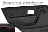 RED STITCH 2X REAR DOOR CARD LEATHER COVERS FITS LANDROVER FREELANDER 04-06