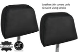BLACK STITCHING 2X FRONT HEADREST REAL LEATHER COVERS FITS ROVER SD1 CUSTOM NEW
