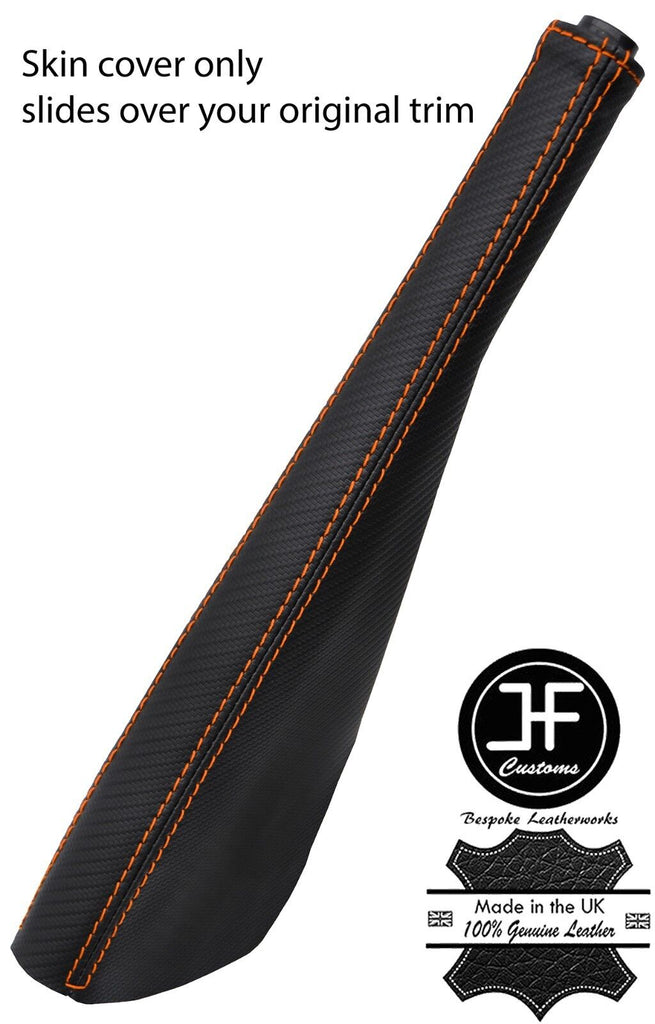 ORANGE STITCH CARBON VINYL HANDBRAKE GAITER FOR VW T5 TRANSPORTER CARAVELLE