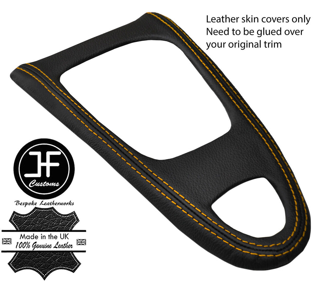 YELLOW STITCH AUTOMATIC  GEAR SURROUND LEATHER COVER  FOR SAAB 93 9-3 2003-2012