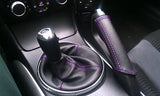 purple stitch FITS MAZDA RX8 BLACK LEATHER GEAR & HANDBRAKE GAITER CUSTOM NEW