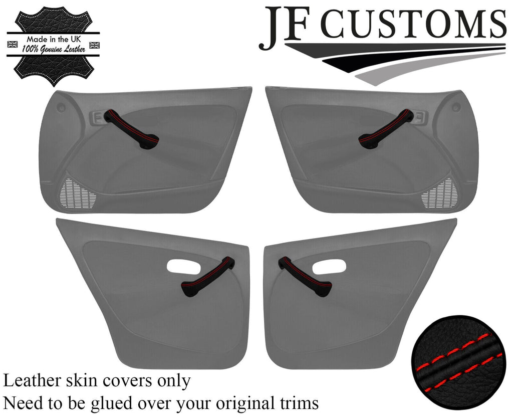 RED STITCH LEATHER 4X DOOR HANDLE COVER FOR ROVER 45 MG ZS 99-05 JF1 CUSTOM NEW
