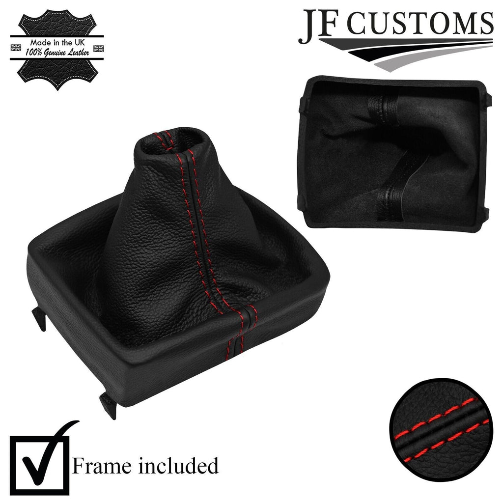 RED STITCH LEATHER MANUAL GEAR GAITER+FRAME FITS VW POLO 9N MK4 2005-2009
