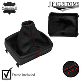 RED STITCH LEATHER MANUAL GEAR GAITER+FRAME FITS VW POLO 9N MK4 2005-2009