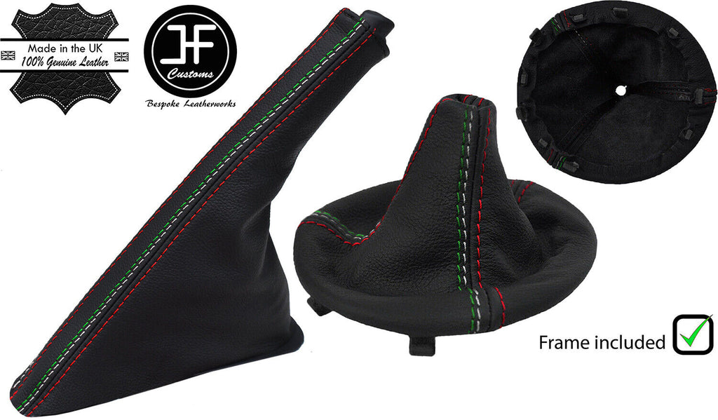 RED ITALIAN STITCH LEATHER GEAR+FRAME & SLIM HANDBRAKE COVER FOR FIAT 500 07-15