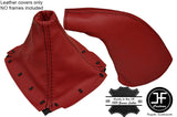 DARK RED LEATHER BLACK STITCH GEAR & HANDBRAKE GAITER FITS MAZDA MX5 MK1 89-97