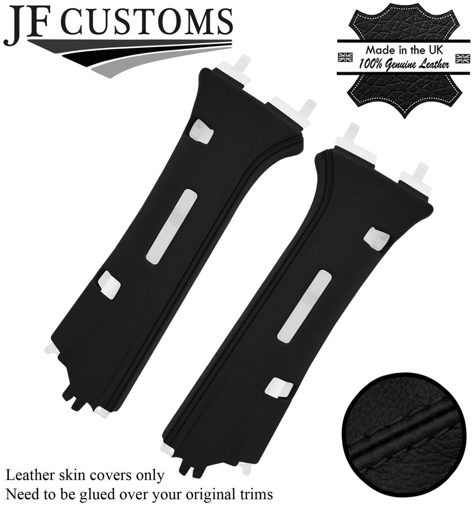 BLACK STITCH 2X B PILLAR LEATHER COVERS FITS VW AMAROK 10-20 CUSTOM NEW