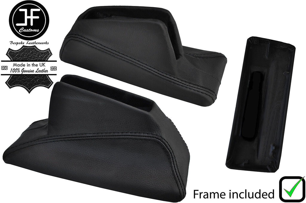 BLACK STITCH REAL LEATHER HANDBRAKE PLASTIC TRIM FOR VW T4 TRANSPORTER 90-03